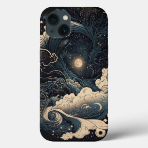 Customisable Moonlit Sea Waves Fantasy iPhone 13 Case