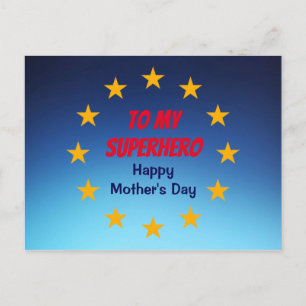 Customisable Mother's Day novelty superhero Postcard