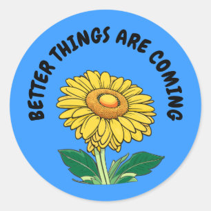 Customisable Motivational Cheerful Sunflower Classic Round Sticker