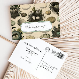 Customisable Moving Announcement // Vintage Bird Postcard