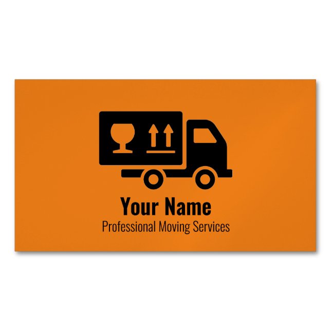 Customisable moving services truck orange 	Magnetic business card (Front)