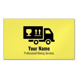 Customisable moving services truck yellow 	Magnetic business card