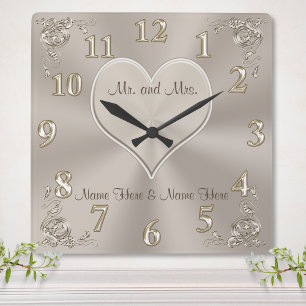 Customisable Mr. and Mrs. Gifts Champagne Clock