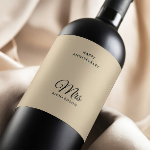Customisable Mrs. Surname Wedding Anniversary Wine Label