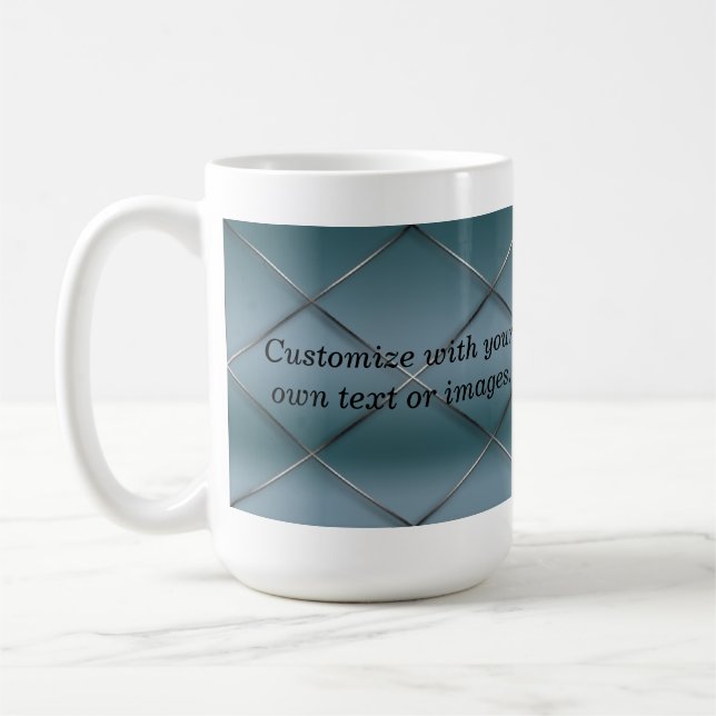 Customisable Mug - Trellis Pattern Blue Background (Left)