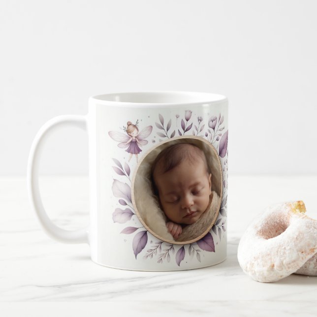 Customisable Mug with Fairy Frame for Baby Photo (With Donut)