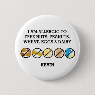 Customisable Multiple Food Allergy Alert Kids 6 Cm Round Badge