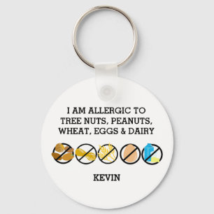 Customisable Multiple Food Allergy Alert Kids Key Ring