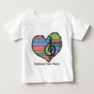 Customisable Music Heart Treble Clef Doodle Baby T-Shirt