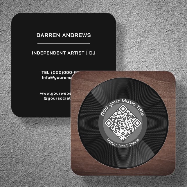 Customisable Music QR Code LP Vinyl |  Square Business Card (Creator Uploaded)