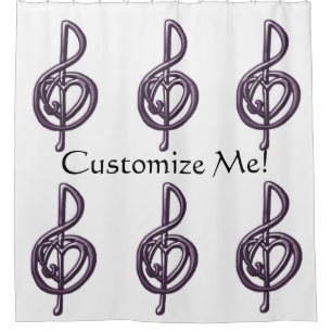 Customisable Music Treble Clef Any Colour Shower Curtain