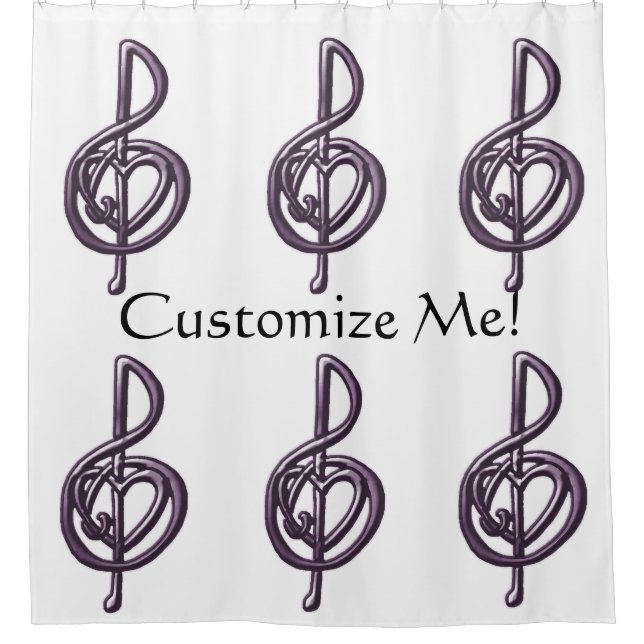 Customisable Music Treble Clef Any Colour Shower Curtain (Front)