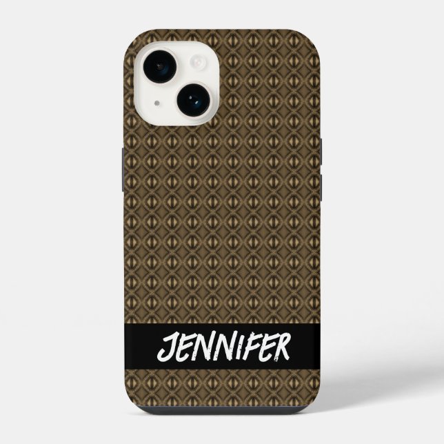 Customisable name Abstract grey pattern iPhone Case (Back)