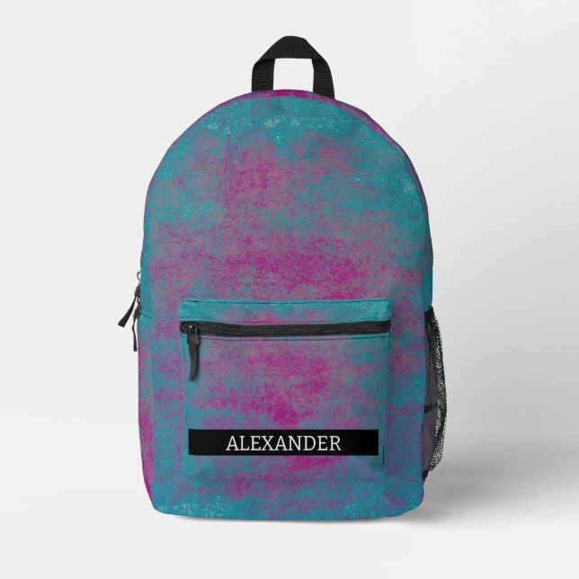 Customisable name Abstract grunge texture Printed Backpack (Front)