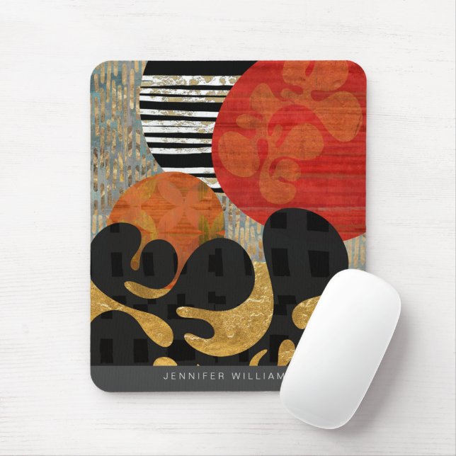 Customisable Name Abstract Modern Design Personal Mouse Pad (With Mouse)