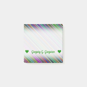 Customisable Name; Black & Colourful Lines Pattern Post-it Notes