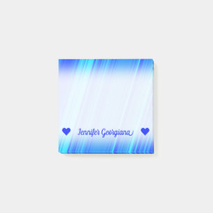 Customisable Name; Blue and Cyan Lines Pattern Post-it Notes