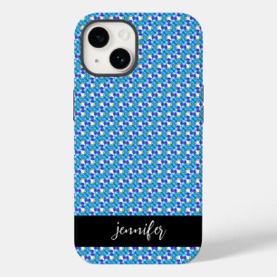 Customisable name Blue orchids pattern Case-Mate iPhone 14 Case
