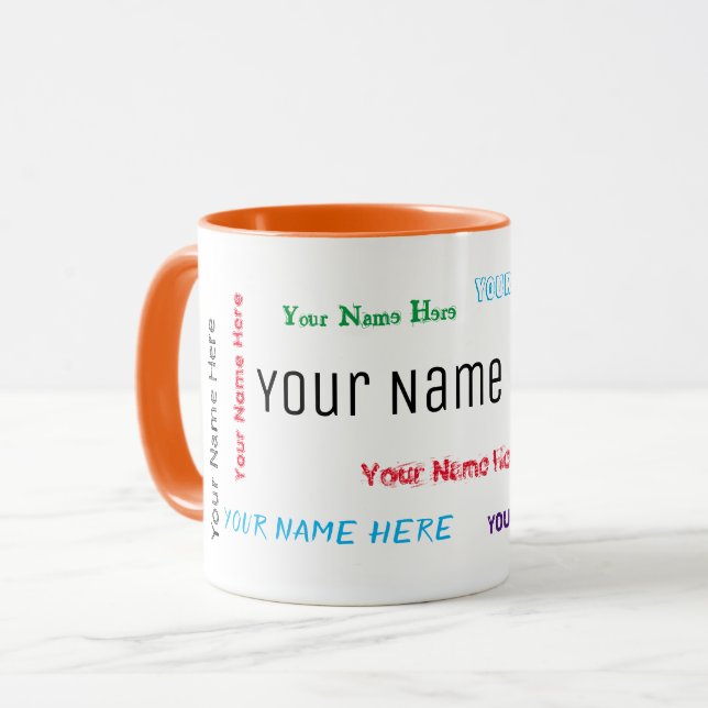 Customisable name collage  multicolored mug (Front Left)