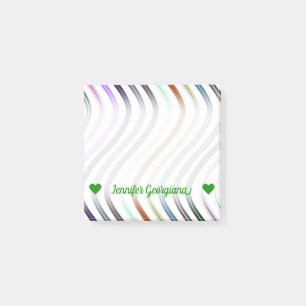 Customisable Name; Colourful Wavy Lines Pattern Post-it Notes