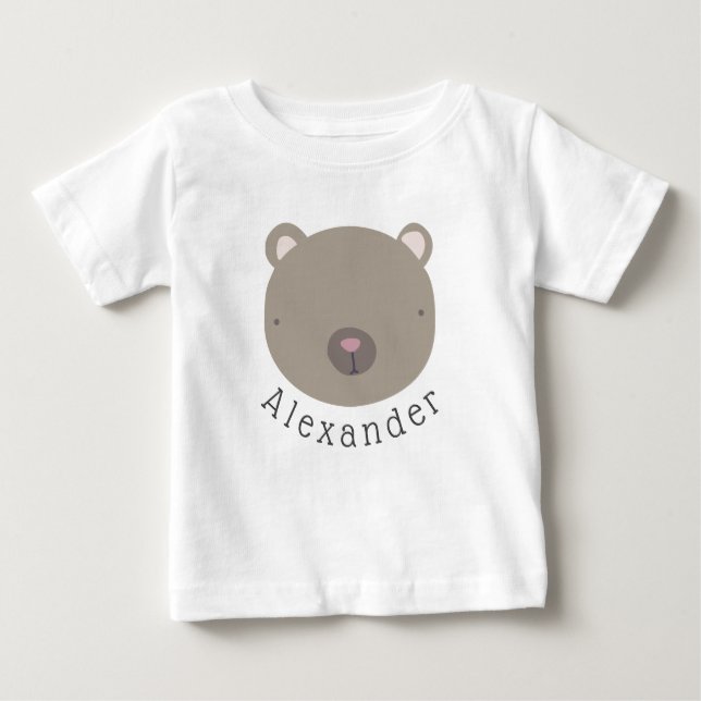 Customisable Name Cute Bear Baby T-Shirt (Front)