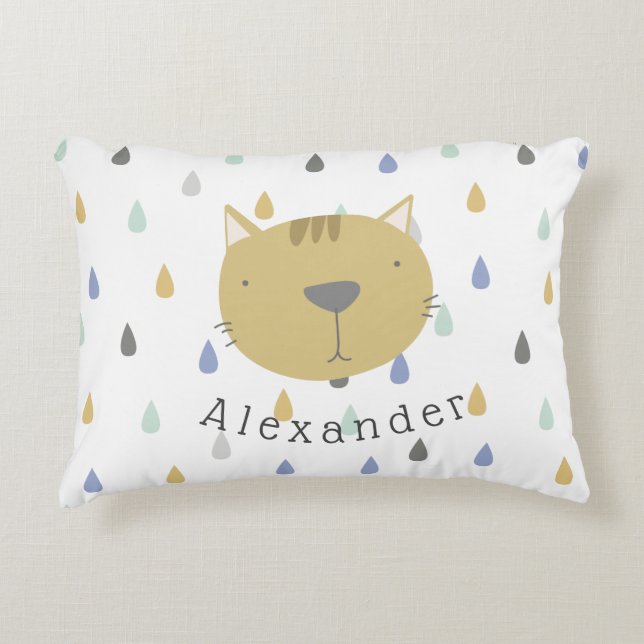 Customisable Name Cute Cat Decorative Cushion (Front)