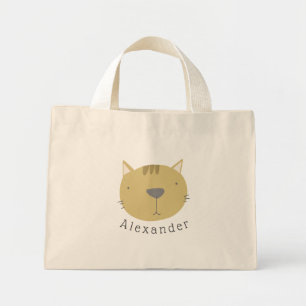 Customisable Name Cute Cat Mini Tote Bag