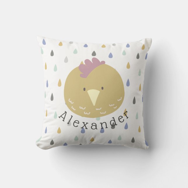Customisable Name Cute Chick Cushion (Front)