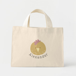 Customisable Name Cute Chick Mini Tote Bag