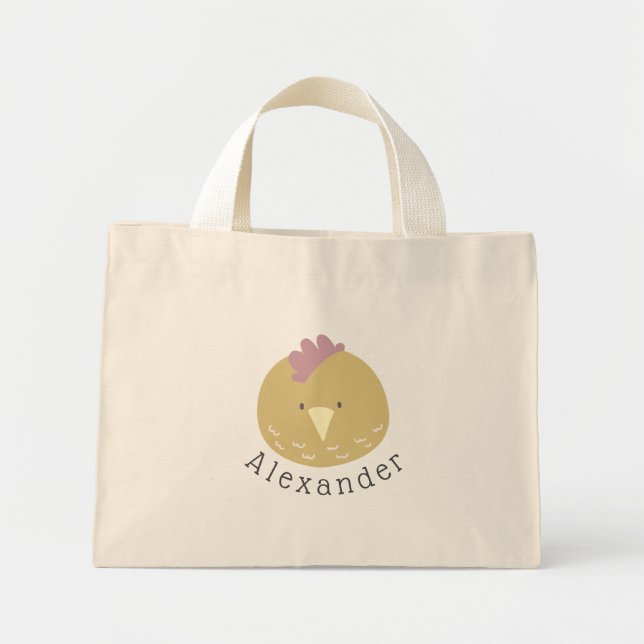 Customisable Name Cute Chick Mini Tote Bag (Front)
