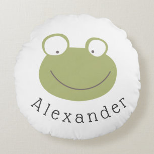 Customisable Name Cute Frog Round Cushion
