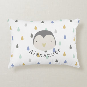 Customisable Name Cute Penguin Decorative Cushion