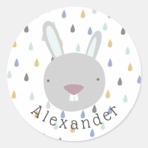 Customisable Name Cute Rabbit Classic Round Sticker