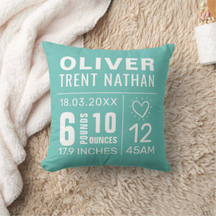 Customisable name details nursery cushion Pillow