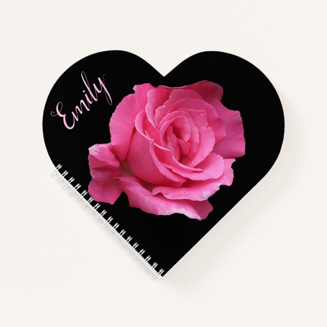 Customisable name Emily pretty pink rose floral  Notebook (Front)