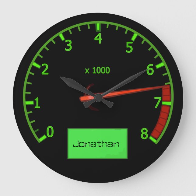 Customisable name gearhead car Fan Large Clock (Front)