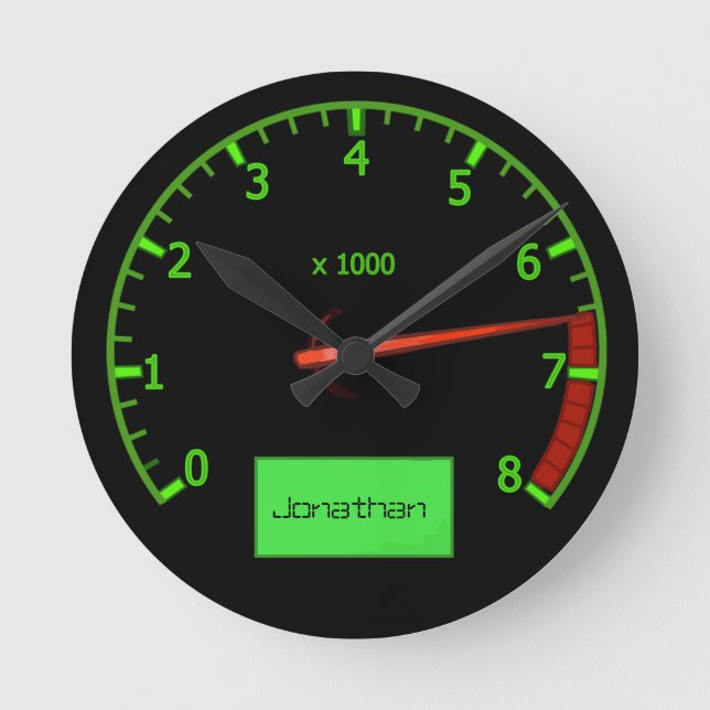 Customisable name gearhead car Fan Round Clock (Front)