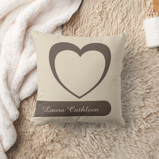 Customisable Name & Heart   Striped Pattern Pillow (Blanket)
