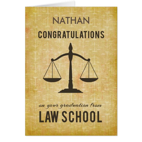 Customisable Name, Law School Graduation Congratul Card