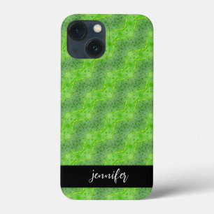Customisable name Leaves with water drops pattern iPhone 13 Mini Case