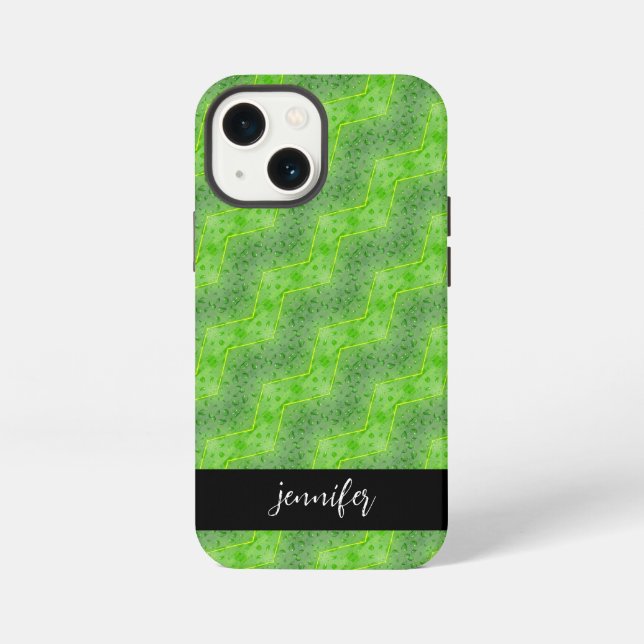Customisable name Leaves with water drops pattern iPhone Case (Back)