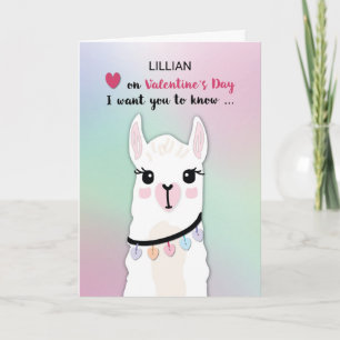 Customisable Name, Lillian, Llamas Valentines Day Card