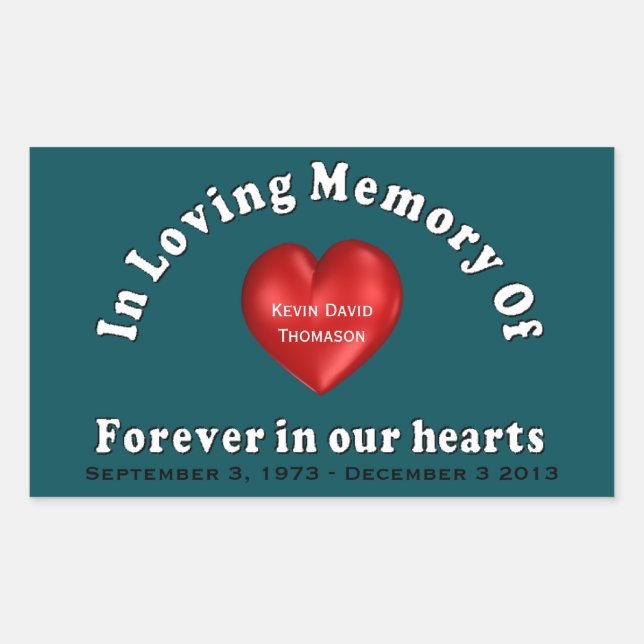 Customisable Name Memorial Products Loving Memory Rectangular Sticker (Front)