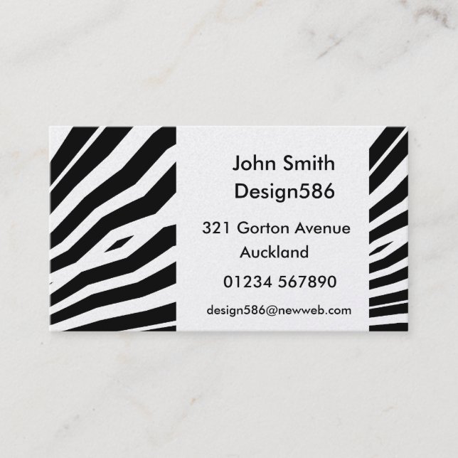 Customisable name Metallic zebra print  Business Card (Front)