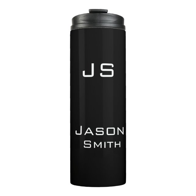 Customisable name, minimalistic initials thermal tumbler (Front)