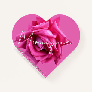 Customisable name Monique floral pretty pink rose Notebook