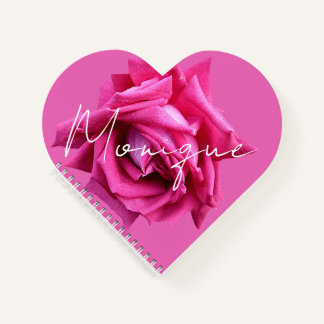 Customisable name Monique floral pretty pink rose Notebook