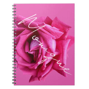 Customisable name Monique hot pink rose floral fun Notebook