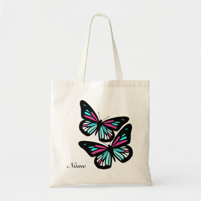 Customisable Name/Monogram Butterfly Tote Bag (Front)