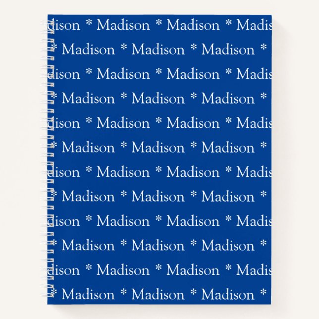 Customisable name pattern blue recipe notebook (Front)